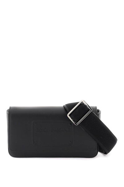 Dolce & Gabbana Logo Embossed Mini Shoulder Bag In Black