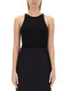 Max Mara Fascino Cotton Blend Jersey Tank Top In Solid Nero
