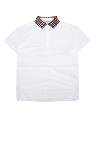 BURBERRY CHECK-COLLAR SHORT-SLEEVED POLO SHIRT