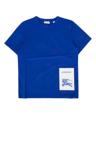 Burberry Kids' Boys Blue Ekd Cotton T-shirt In Knight