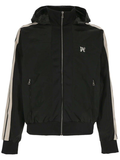 Palm Angels Logo Embroidered Hooded Jacket In Black Off