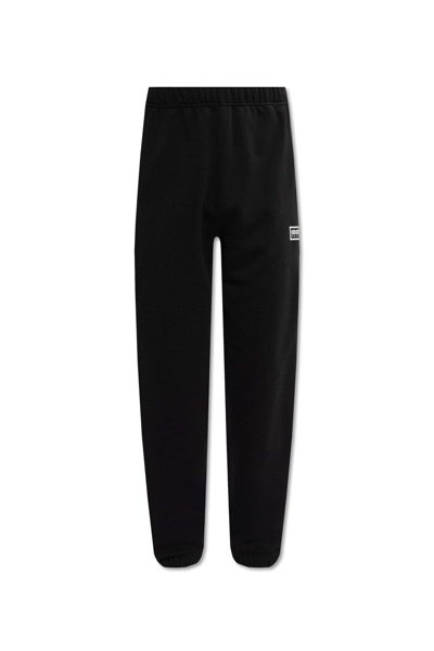 Kenzo Logo-embroidered Cotton Track Trousers In Black