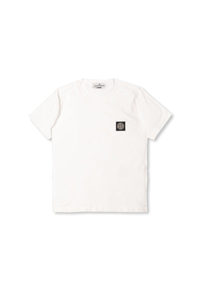 Stone Island Junior Kids' Compass Cotton Jersey T-shirt In White