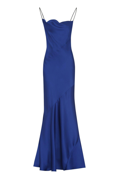 Philosophy Di Lorenzo Serafini Sleeveless Satin Maxi Dress In Blue