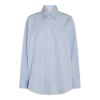 Stella Mccartney Oversized Shirt With Chiffon Detail In Celeste