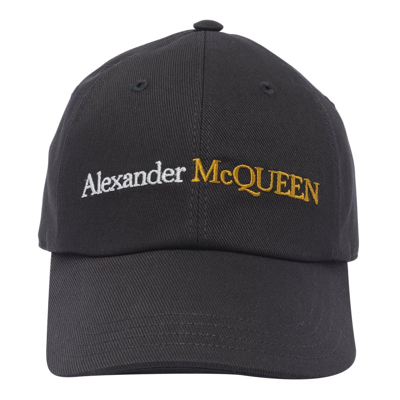 Alexander Mcqueen Logo Embroidered Baseball Cap In Nero E Oro