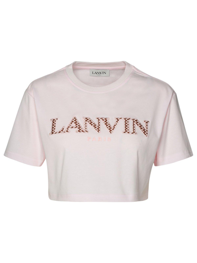 Lanvin Logo Embroidered Cropped T In Pink