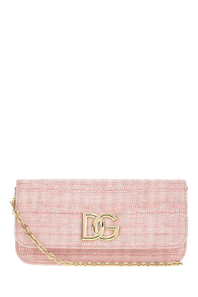 Dolce & Gabbana 3.5 Logo-plaque Clutch Bag In Pink