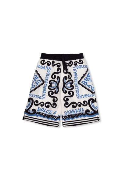 Dolce & Gabbana Kids' Marina-print Drawstring Shorts In White