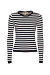 Michael Kors Striped Crewneck T-shirt In Blu E Bianco
