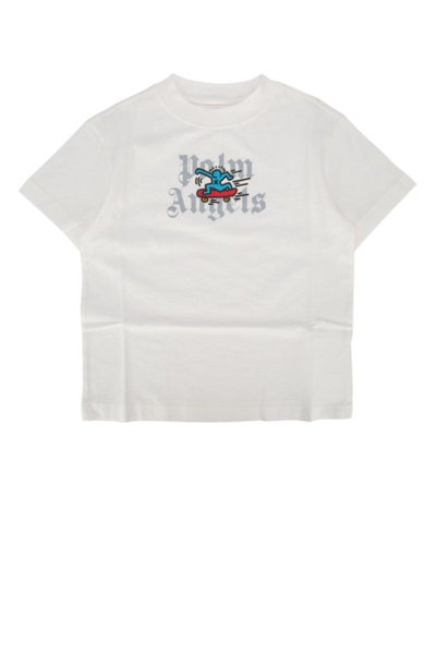 Palm Angels Kids' X Keith Haring Crewneck T-shirt In Bianco