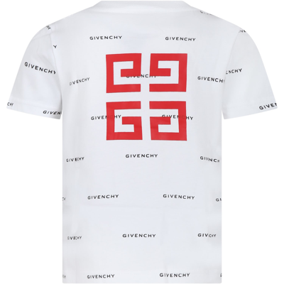 Givenchy Kids' White T-shirt For Boy With All-over Logo In Bianco