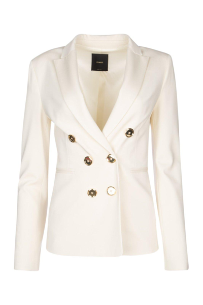 Pinko Double-breasted Tailored Blazer In Bianco