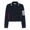 Thom Browne 4-bar Striped Button-up Jacket In Blue