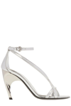 Alexander Mcqueen Twisted Armadillo 95mm Patent Sandals In Silver