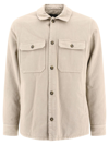 Apc Long Sleeved Buttoned Overshirt In Beige