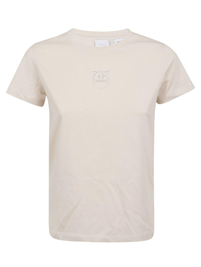 Pinko Logo Embroidered Crewneck T-shirt In Neutral