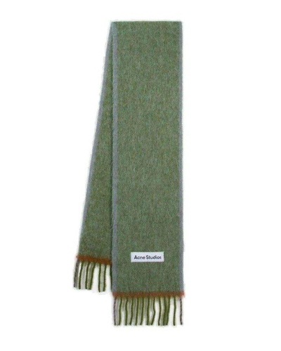 Acne Studios Logo Patch Fringed In Green