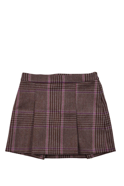 Bonpoint Kids' Tutti Check-printed Flared Skirt In Beige