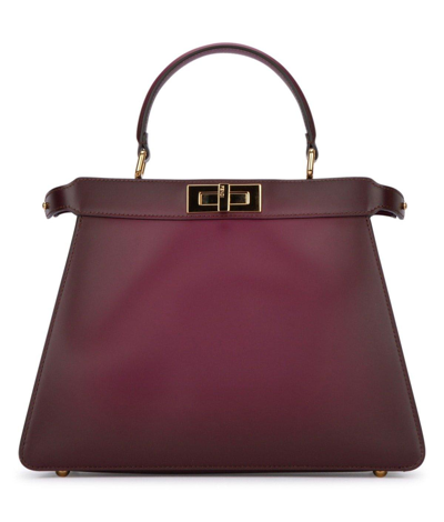 Fendi Red Peekaboo Iseeu Leather Tote Bag In Purple