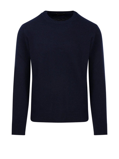 Roberto Collina Crewneck Knitted Jumper In Navy