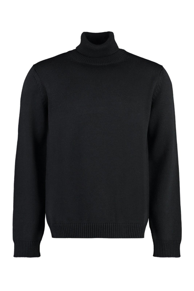 Roberto Collina High Neck Long Sleeved Sweater In Nero