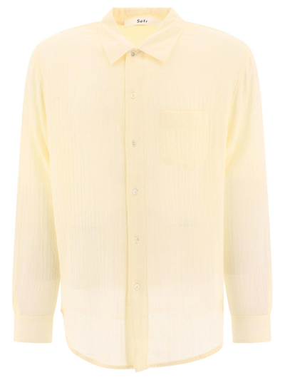 Séfr Long Sleeved Buttoned Shirt In White