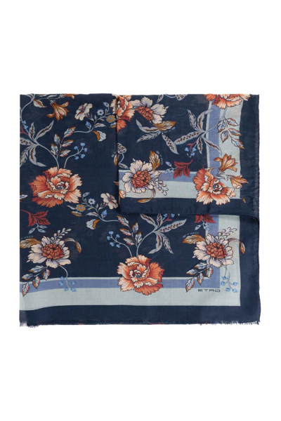Etro Floral-printed Frayed Edge Scarf