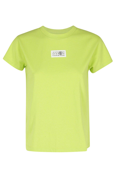 Mm6 Maison Margiela Number-motif Cotton T-shirt In Lime