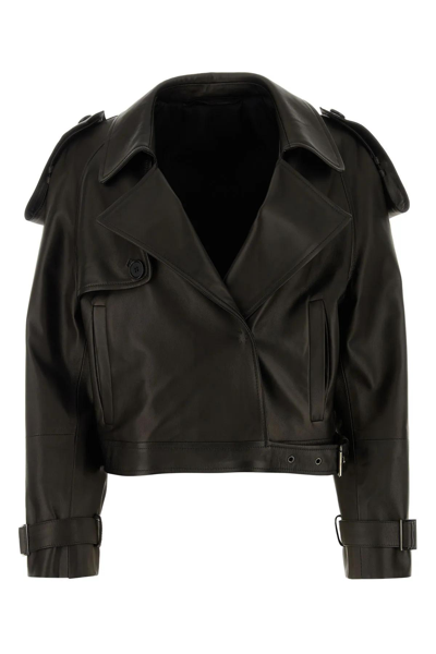 Salvatore Santoro Cropped Leather Trench Jacket In Black