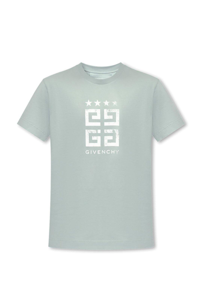 Givenchy Faded 4g Logo Printed Crewneck T-shirt In Light Blue