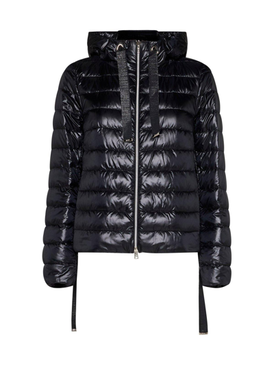 Herno Quilted Hooded Coat In Black