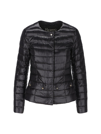 Herno Quilted Crewneck Padded Jacket In Black