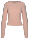 Palm Angels Knit Crew-neck Sweater With Ribbed Cuffs And Hemline In Rosa