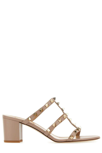 Valentino Garavani Rockstud Open Toe Sandals In Cipria