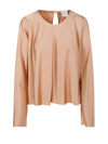 Forte Forte Forte_forte Silk Satin Roundneck Shirt In Beige