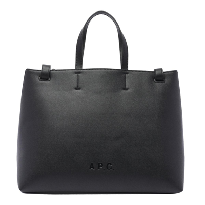 Apc Logo Embossed Medium Tote Bag In Lzz Black