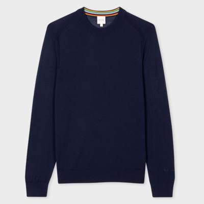 PAUL SMITH DARK NAVY MERINO WOOL SWEATER BLUE