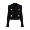 BALMAIN COLLARLESS 4 POCKETS TWEED JACKET