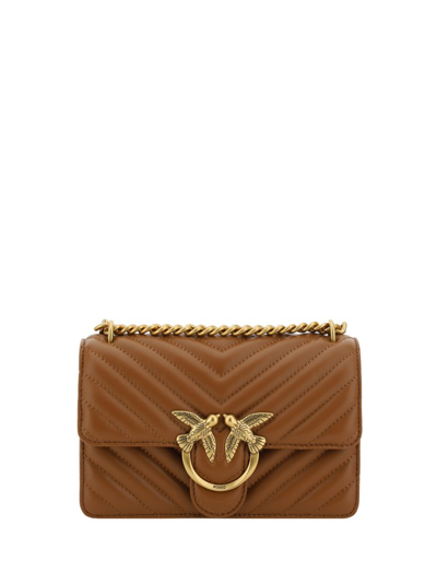 Pinko Lovebird Quilted Chain In Brown