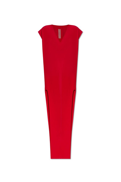 Rick Owens Arrowhead Gown Dress In Red Acetate