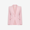 Alexander Mcqueen Peak Shoulder Leaf Crepe Jacket In Pale Pink