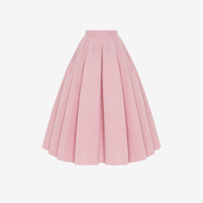 Alexander Mcqueen Pleated Polyfaille Midi Skirt In Pale Pink