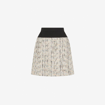 Alexander Mcqueen Hybrid Tweed Mini Skirt In Beige