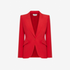 Alexander Mcqueen Peak Shoulder Leaf Crepe Jacket In Lust Red