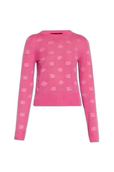 Dolce & Gabbana Monogram Jacquard Jumper In Pink