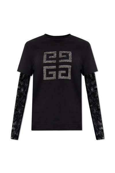 Givenchy Logo Embellished Layered Top In Black