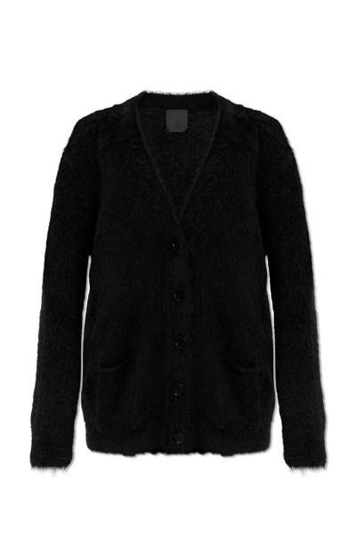 Givenchy Logo Plaque Knit Cardigan In Black
