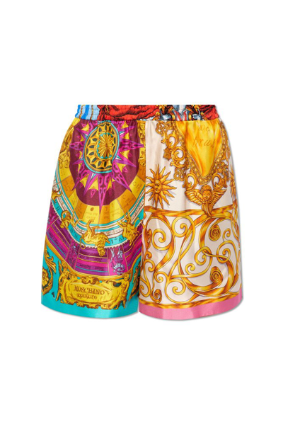 Moschino Mix-print Silk Mini Shorts In Multicolor