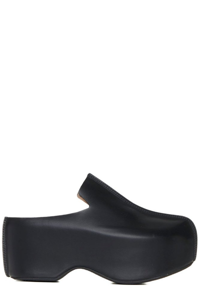 Jw Anderson Leather Slide Platform Clogs In Black